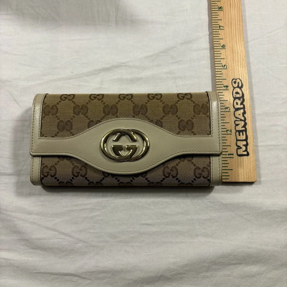 Authentic Gucci Soho Cellarius Wallet Tan GG Monogram Leather Pre-Owned - Picture 9 of 10